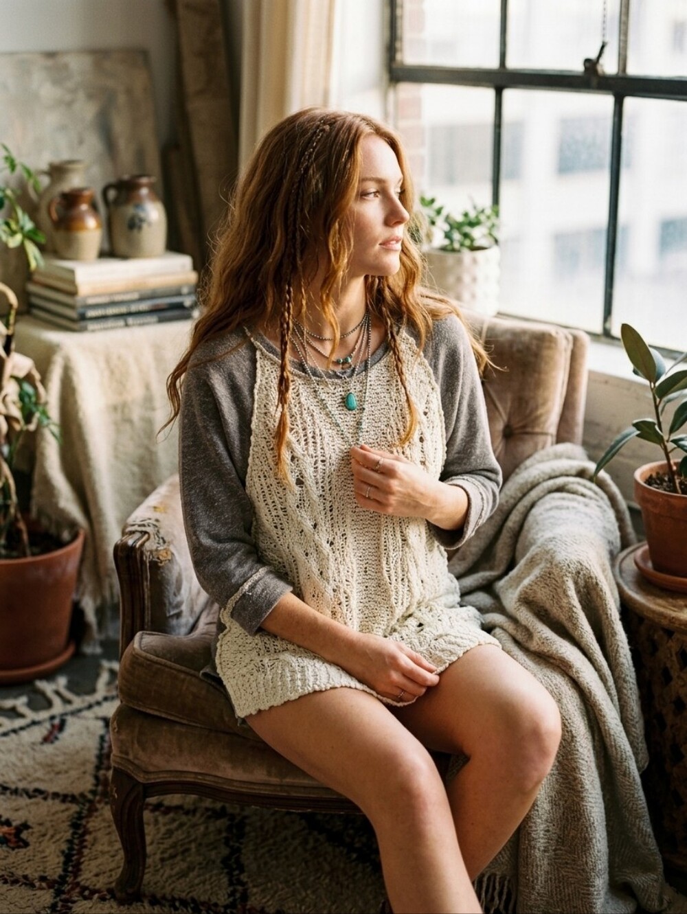 35. Lucky Bliss California Mixed Media Top